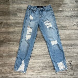 Hollister Wide Leg Distressed Light Wash Jeans size 3